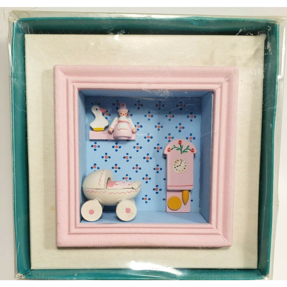 Vintage Sevi Wood Display Nursery Charms NOS Painted Baby Carriage Italy - Picture 2 of 8